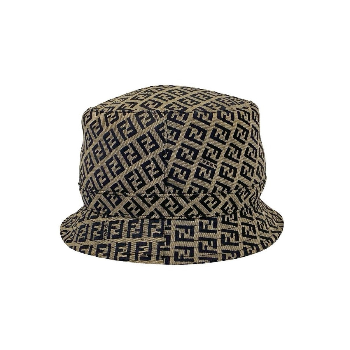 Fendi Zucchino Logo Pattern Cotton Polyester Bucket Hat Navy Gray — view 4