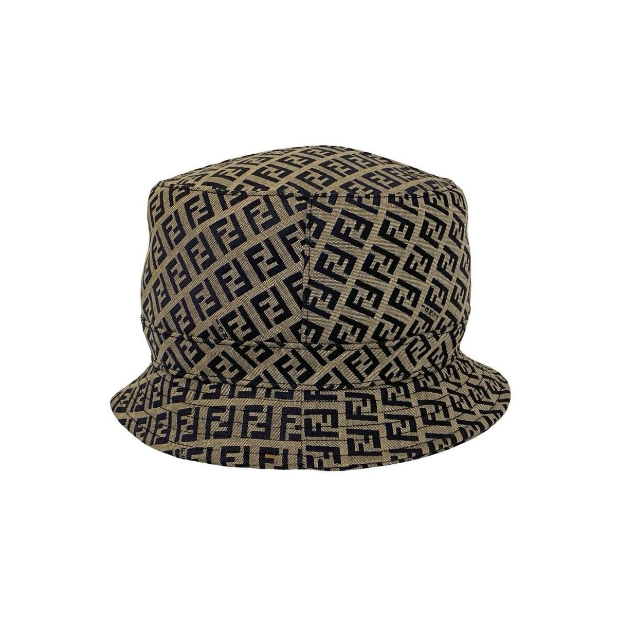 Fendi Zucchino Logo Pattern Cotton Polyester Bucket Hat Navy Gray — view 5