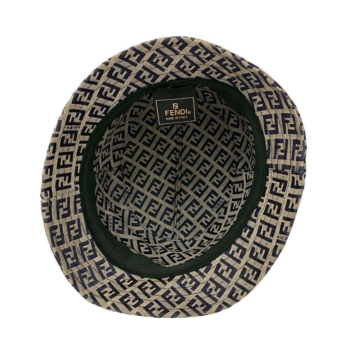 Fendi Zucchino Logo Pattern Cotton Polyester Bucket Hat Navy Gray — view 6