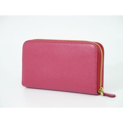 Prada Leather Round Zipper Long Wallet Pink — view 2