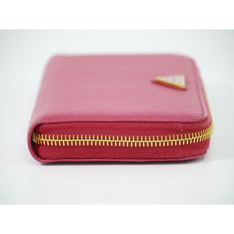 Prada Leather Round Zipper Long Wallet Pink — view 4