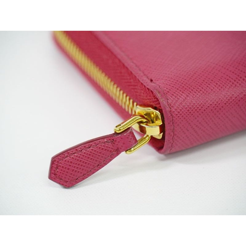 Prada Leather Round Zipper Long Wallet Pink — view 5