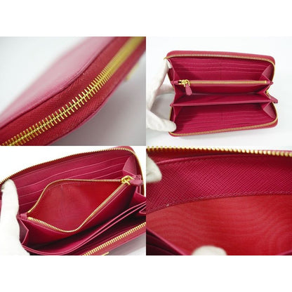 Prada Leather Round Zipper Long Wallet Pink — view 8
