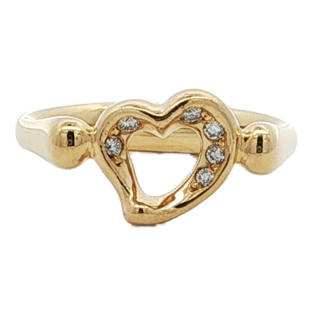 Tiffany & Co Open Heart Diamond Ring 18k Yellow Gold 49