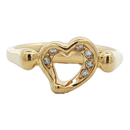 Tiffany & Co Open Heart Diamond Ring 18k Yellow Gold 49