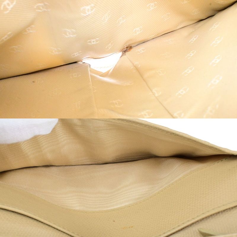 Chanel Wallet Coco Button Fold Wallet Leather Beige 60ka506