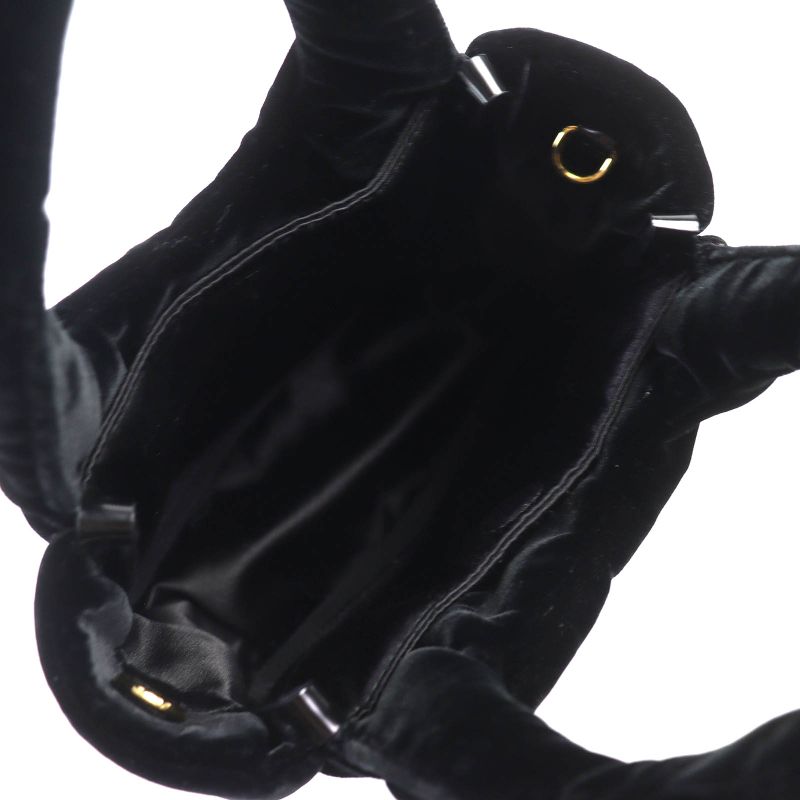 Prada 1ba410 Padded Velvet Mini Handbag Triangle Logo 2WAY Shoulder Bag Black