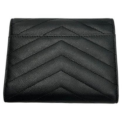 Saint Laurent Monogram YSL Trifold Wallet Monogram 03943 Black Compact Wallet
