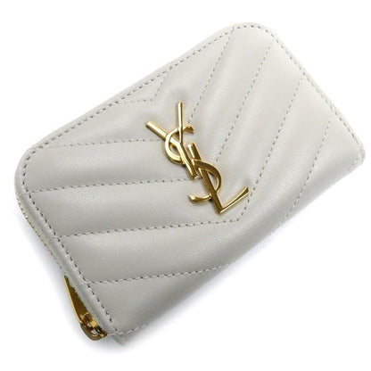 Saint Laurent Paris Cassandra Matelasse Coin Case Ivory