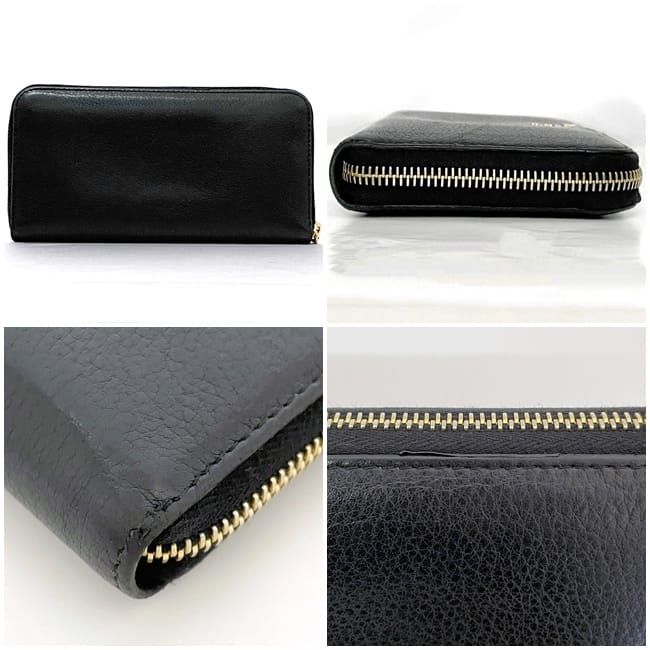 Prada Round Zipper Long Wallet Black NERO 1ml506 Wallet