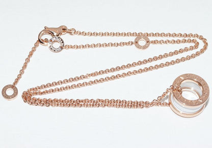 Bulgari Pendant Necklace 18K Pink Gold White Ceramic Bzero1 Pendant Necklace
