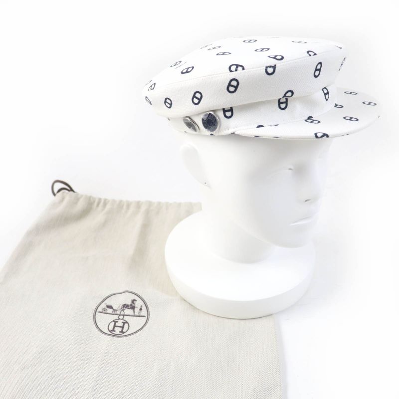 Hermes 23SS Vauban Toile Ashe Chaine D'ancre Serie Hardware Casket White 59