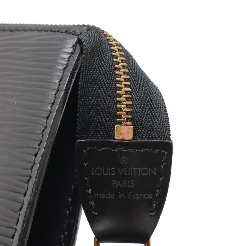 Louis Vuitton Epi Pochette Accessoire Accessory Pouch Handbag Noir Black Gold