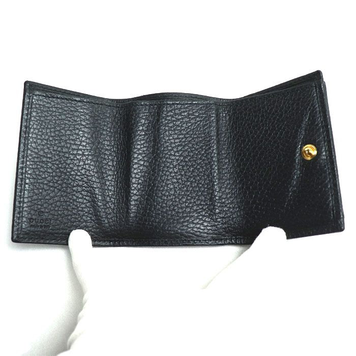 Gucci Petit Marmont Leather Wallet Trifold Wallet Black 523277 Ladies Preowned