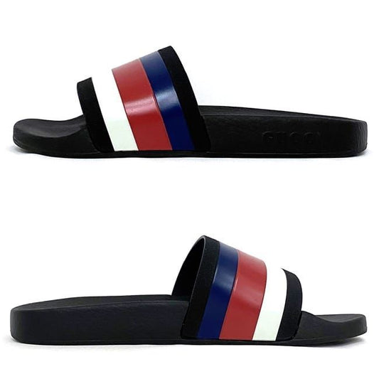 Gucci Shower Sandals Black Tricolor 308234 Never Worn