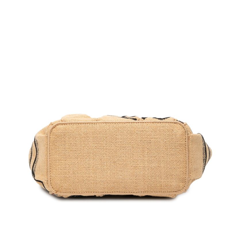 Dior Catherine Small Handbag Tote Bag Beige Multicolor Canvas Jute Women's Dior