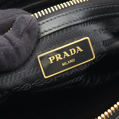 Prada Handbag Logo Jacquard Black Canvas Leather 2-Way Boston Bag — view 4