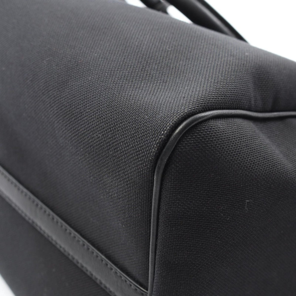 Prada Handbag Logo Jacquard Black Canvas Leather 2-Way Boston Bag — view 6