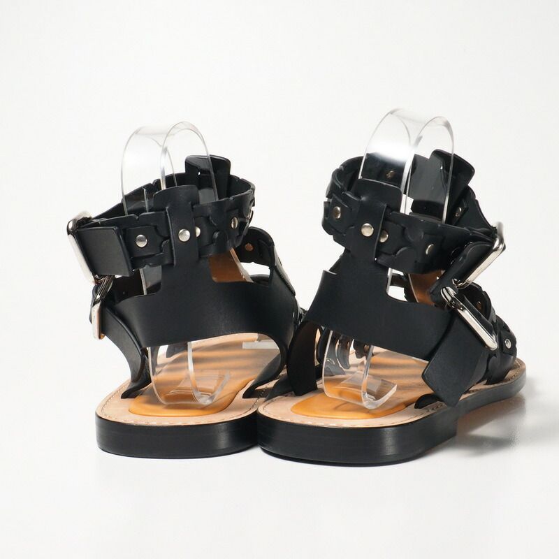 Loewe Sandals Size 43 Gladiator Sandals Shoes Leather Black Made In