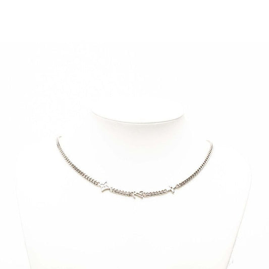 Louis Vuitton Necklace Monogram Low Flower Motif Chain Silver Metal