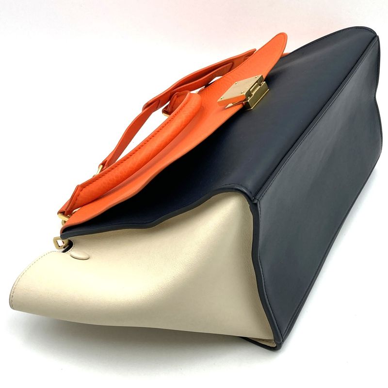 Celine Trapeze 4124 Handbag Crossbody Shoulder Bag Orange/black/white Black/whit