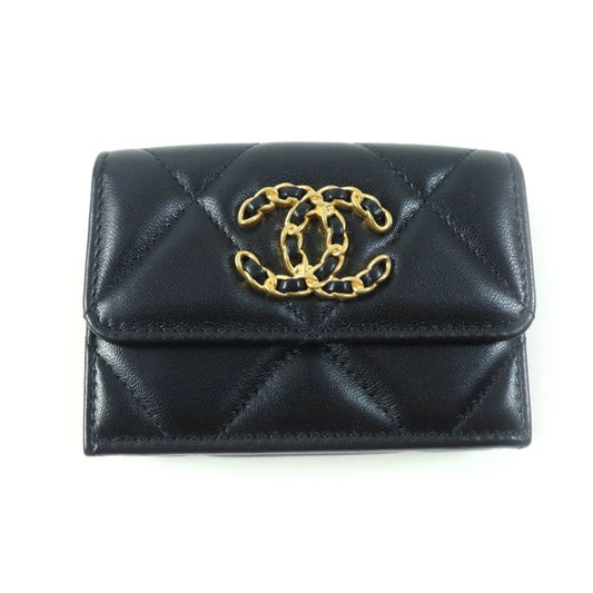CHANEL Ap1789 19 Small Flap Wallet Lambskin Matelasse With Coco Mark Trifold