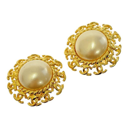 Chanel GP Faux Pearl 95a Coco Mark Earrings Gold 412394 Earrings