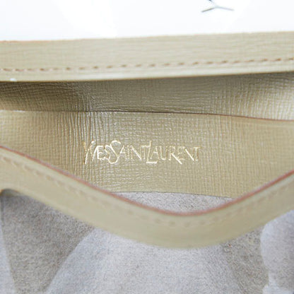 Saint Laurent YSL Logo Card Case Pass Case Beige Leather Canvas Women Saint