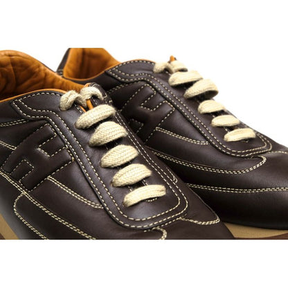 Hermes Shoes Sneakers Low Cut Women Leather Dark Brown Quick — view 3