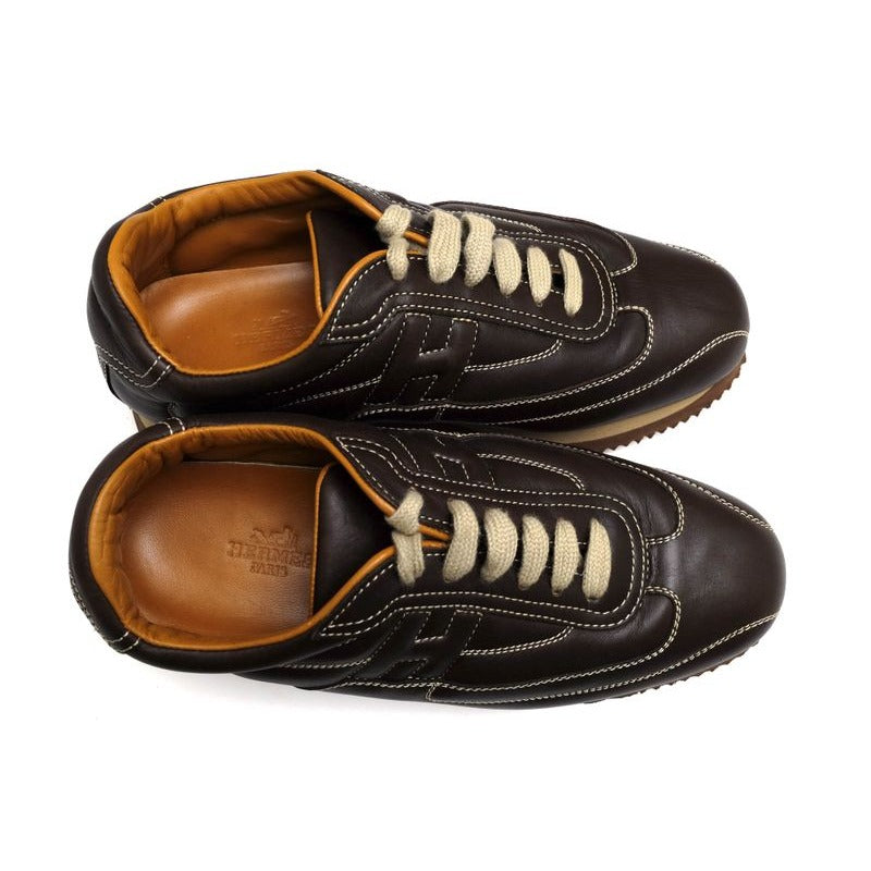 Hermes Shoes Sneakers Low Cut Women Leather Dark Brown Quick — view 4