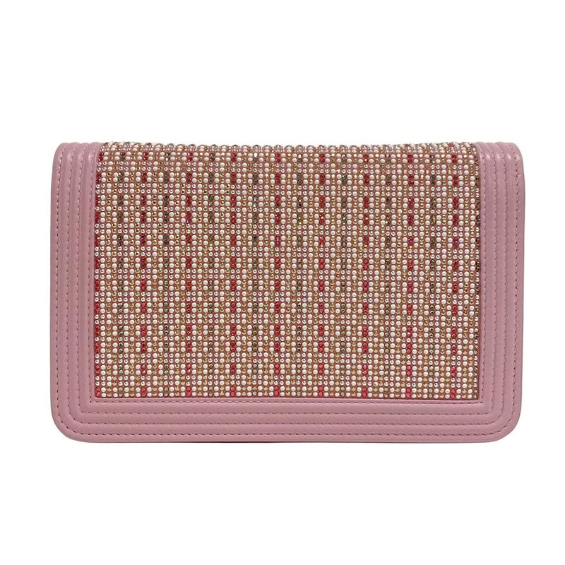 Chanel Wallet Boy Chanel Pink X White X Multi Chain Wallet / Silver Hardware