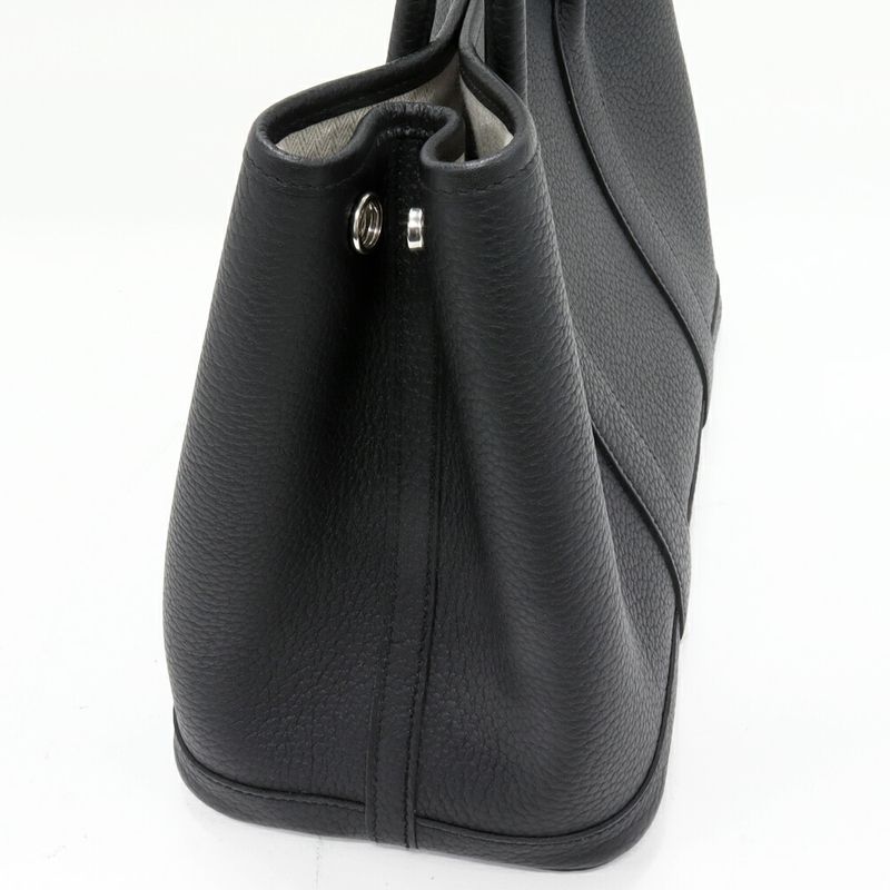 Hermes Tote Handbag Garden Party 30 TPM Negonda Black Silver Hardware