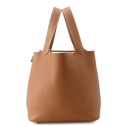 Hermes Handbag Picotin Lock MM Gold Silver Taurillon Clemence