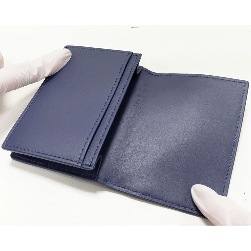 Bottega Veneta Business Card Holder With Depth Intrecciato Calf Blue Outlet — view 3