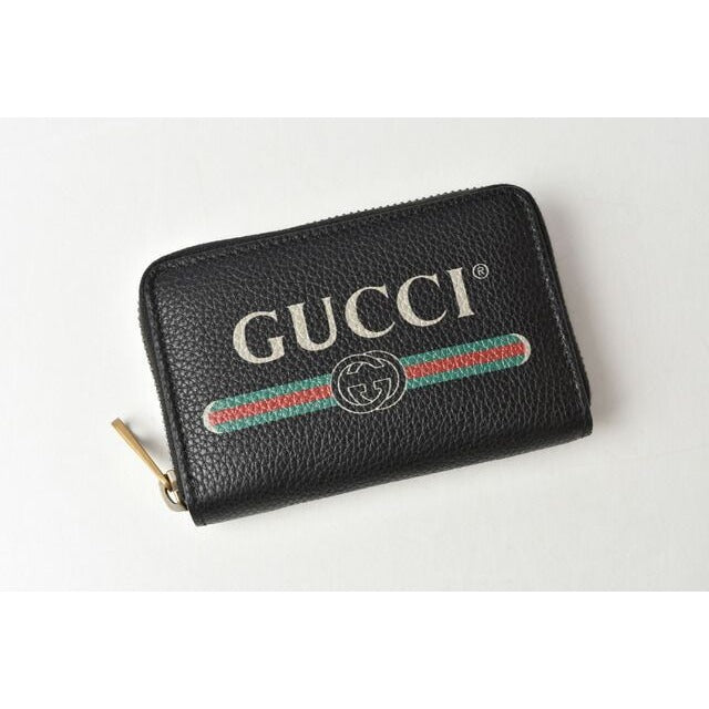 Gucci Coin Case Card Mini Wallet Purse Vintage Logo Print Black — view 2