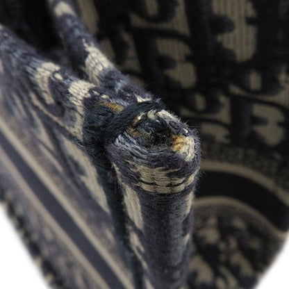 Christian Dior Tote Bag Book Tote Small Canvas Navy Blue Oblique Embroidery