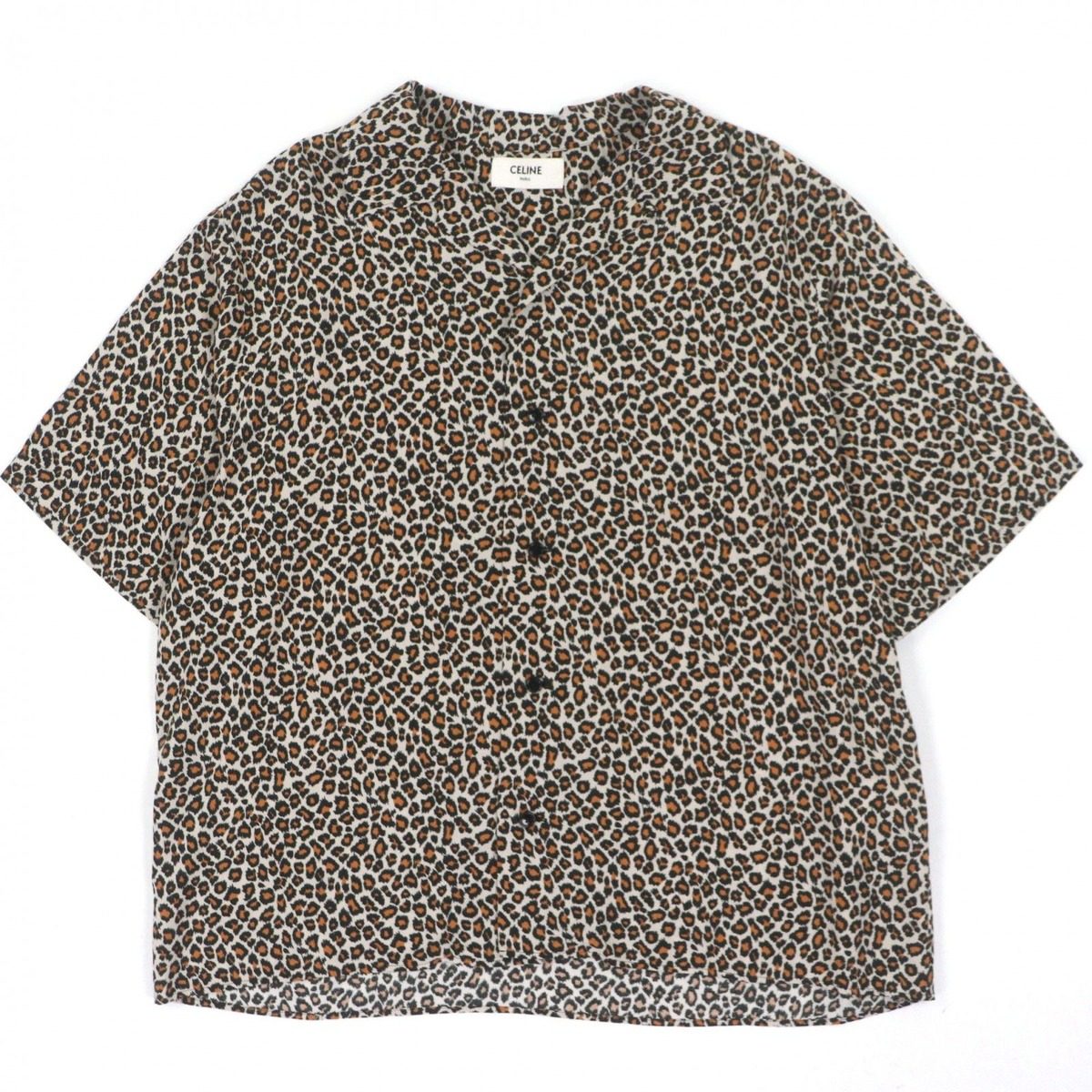 Celine Eddie Era Leopard Pattern Short Sleeve Aloha Shirt Short Brown 40