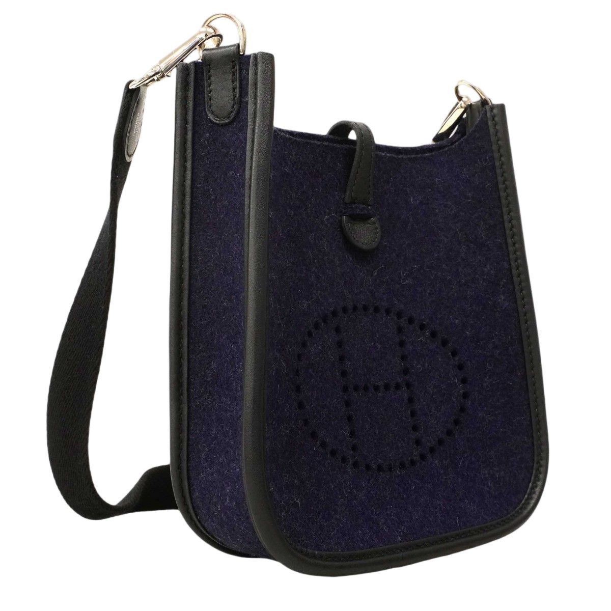 Hermes Shoulder Bag Evelyne TPM Felt Navy Silver — view 2