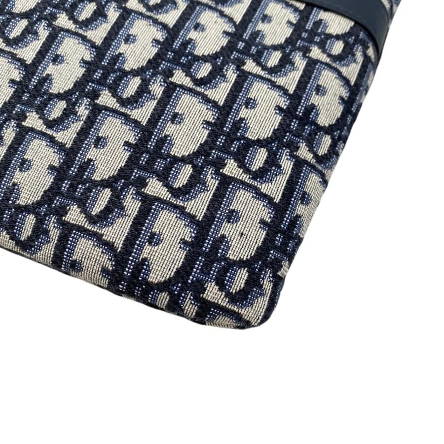 Christian Dior Pouch Travel Kit Oblique Navy Beige Gold Hardware