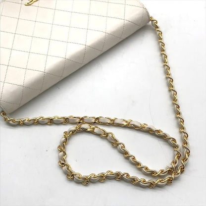 Chanel Quilted Lambskin CC Logo Push Lock Chain Shoulder Bag White