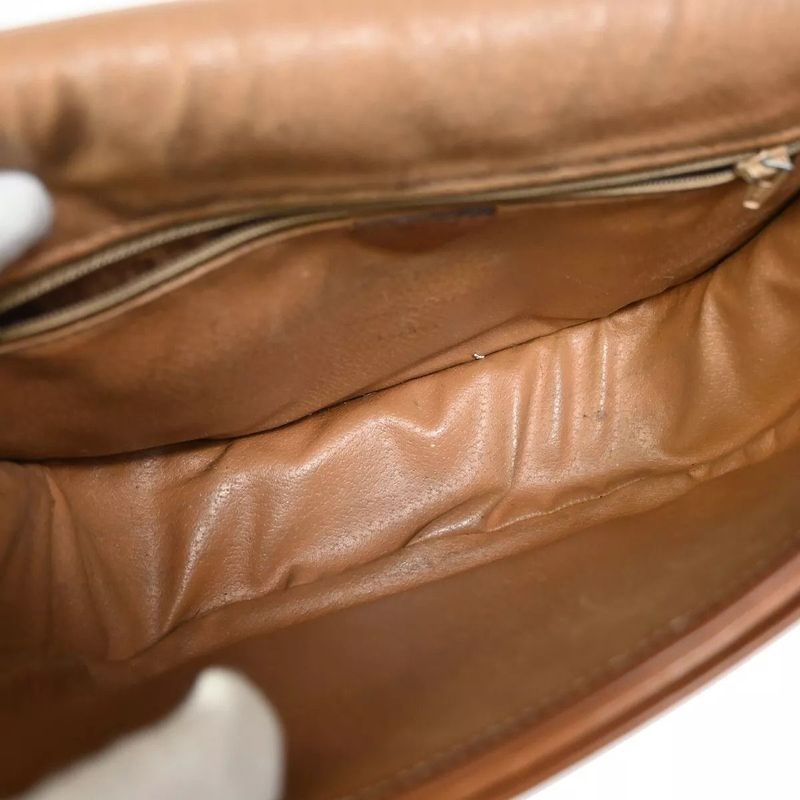 Celine Old Celine Shoulder Bag Macadam Pattern Brown Leather 04bs139