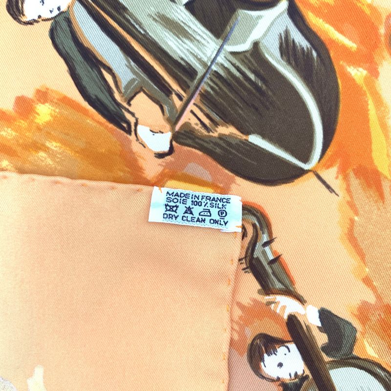 Hermes Carre 90 Concerto Orange 100% Silk Scarf