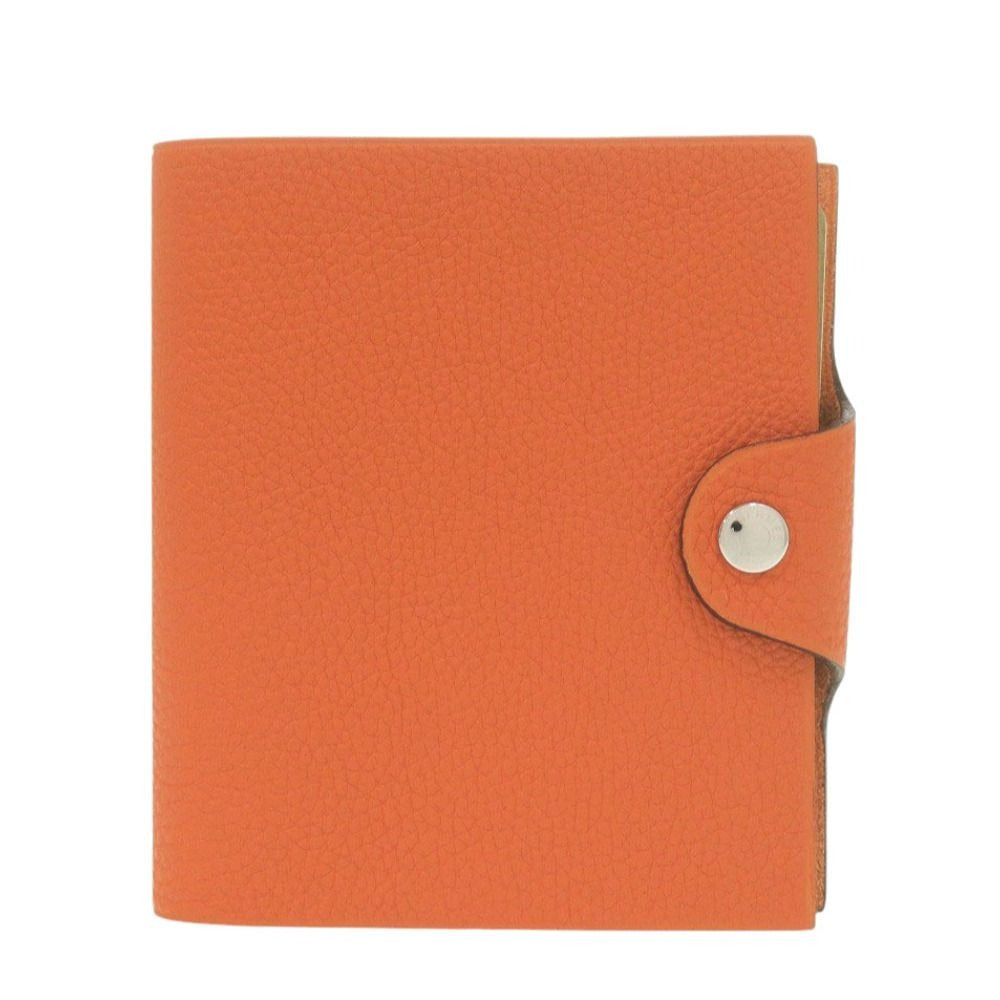 Hermes Ulysse Mini Togo Orange Notebook Cover Silver