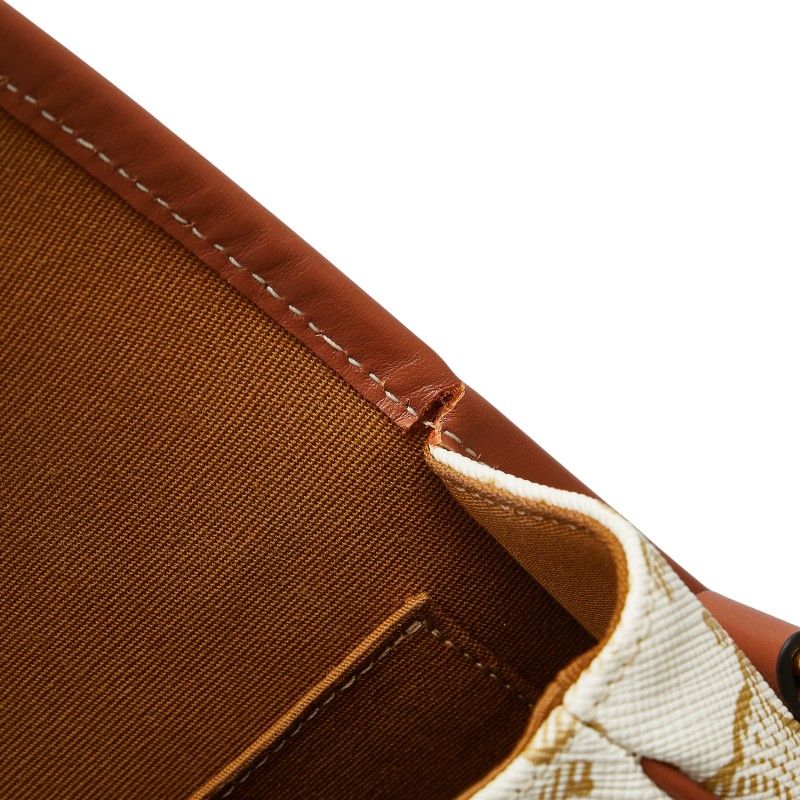 Celine Triomphe Crossbody Shoulder Bag White Brown PVC Leather Women's Celine