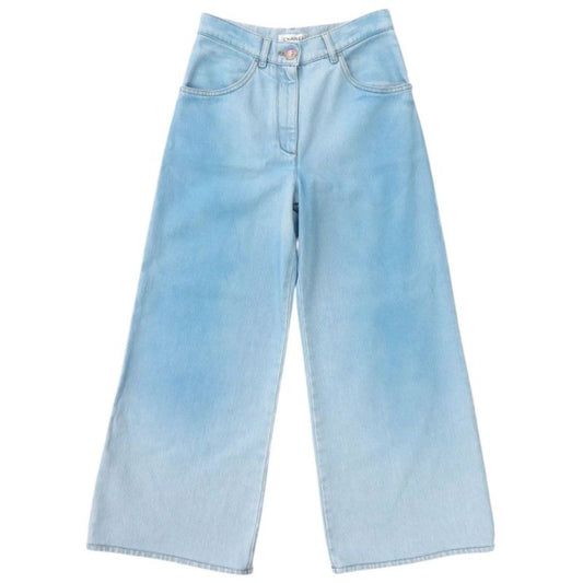 Chanel Wide Denim Coco Button Gradient Cotton Blue 1075