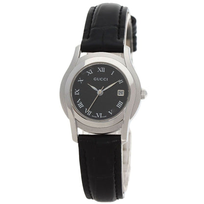 Gucci Round Face Watch SS Leather