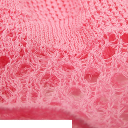 Chanel Sleeveless Knit Pink Cotton Nylon Rib Sweater Top Ruffle Lace CC Logo — view 6