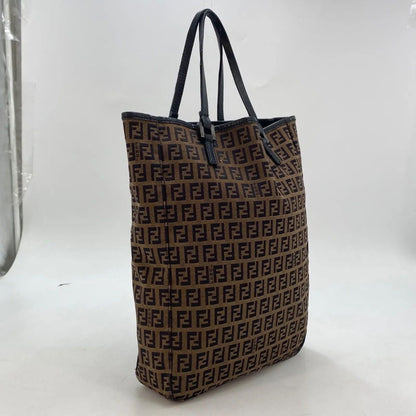 Fendi Zucchino Canvas Leather Bag Brown — view 3