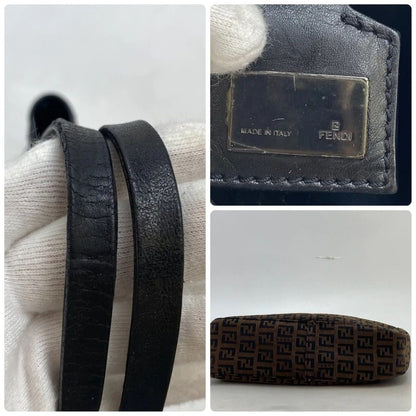 Fendi Zucchino Canvas Leather Bag Brown — view 4