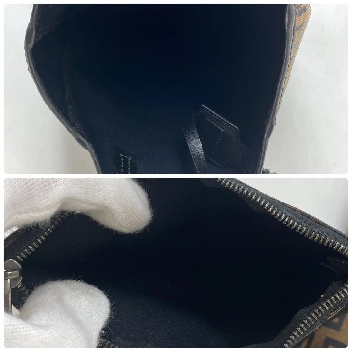 Fendi Zucchino Canvas Leather Bag Brown — view 7